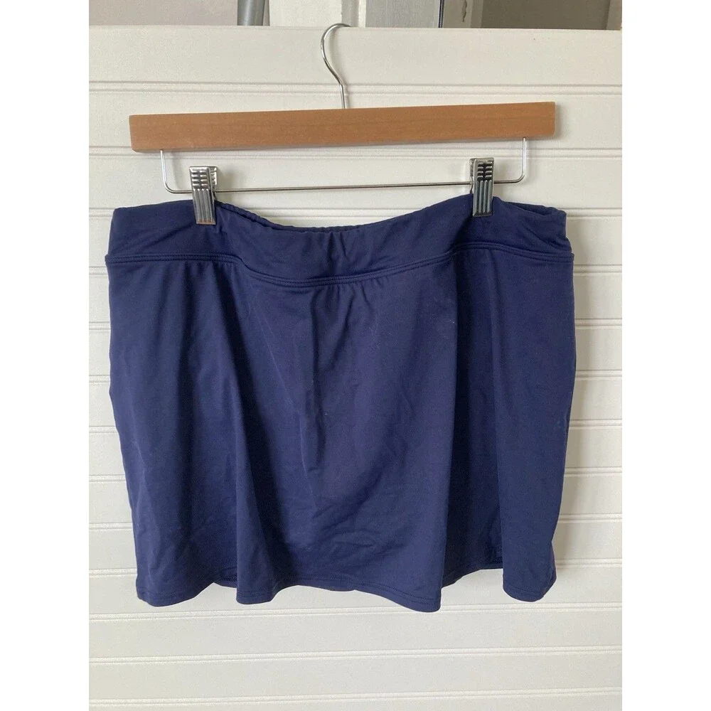Lands End Swim Skirt 14 Bottoms Only Navy Blue Summer Vacation Cruise